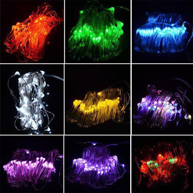 2M 20LEDS LED String Lights Sliver Cooper Wire Garland Home Christmas Wedding Party Decoration Powered 3*AA Battery Fairy light