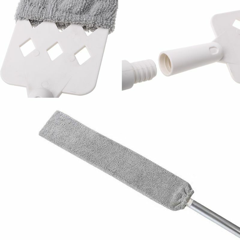 Escova para limpeza de cabeceira, flexível, cabo longo, em microfibra, extrusível, para sofás