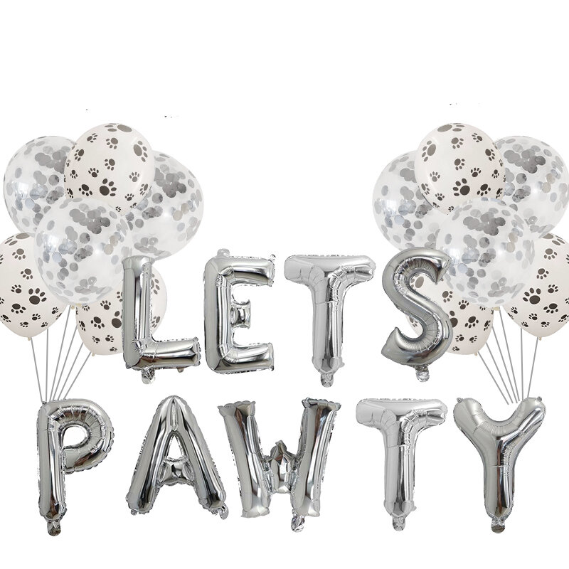 1 conjunto pet cão tema de aniversário festa permite pawty carta folha balão decoração conjunto menina menino celebração atmosfera festa suprimentos