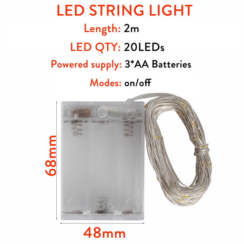 5 Buah 2M LED String Cahaya 9 Warna Peri Lampu 20LEDs Kawat Tembaga Bertenaga Baterai untuk Pernikahan Natal Pesta Dekorasi Liburan Lampu