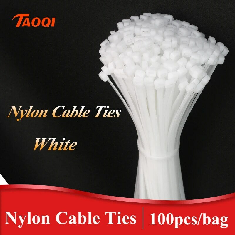 100 Pcs Zelfsluitende Plastic Nylon Tie 3*100 Bevestiging Ring 3X200 Kabel Tie Zip Wraps Strap Nylon cable Tie Organizer Twist Tie