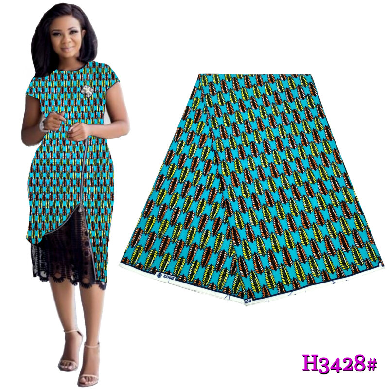 Tessuto africano di alta qualità con stampa a cera vera cera reale materiale in cotone a righe regolari per abiti da donna eleganti