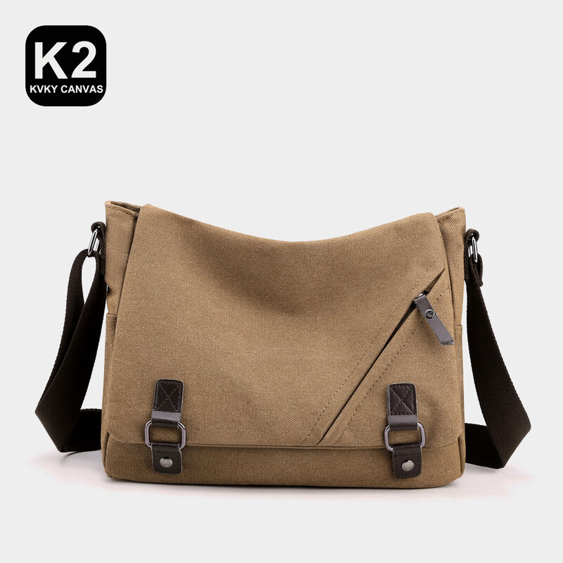 KVKY-Sacos Crossbody de lona de algodão monocromático para homens, sacos masculinos do mensageiro do ombro único, bolsas pretas quadradas pequenas do curso