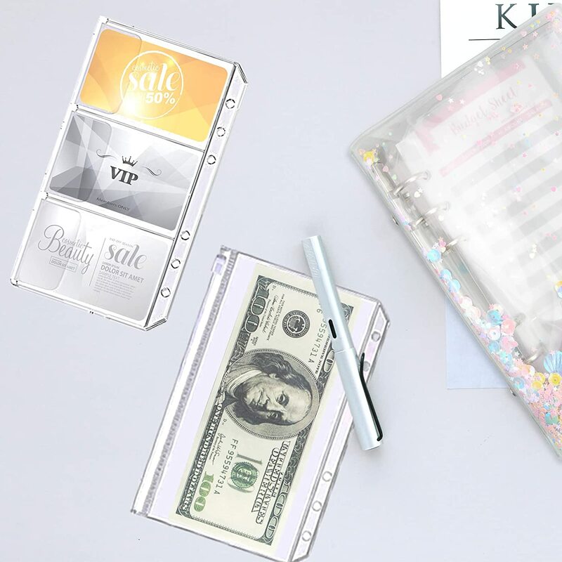 26 Pieces A6 Glitter Binder Budget Envelopes Planner with 10 Zipper Pockets,Card Sleeve, Letter Stickers,Expense Budget Sheets
