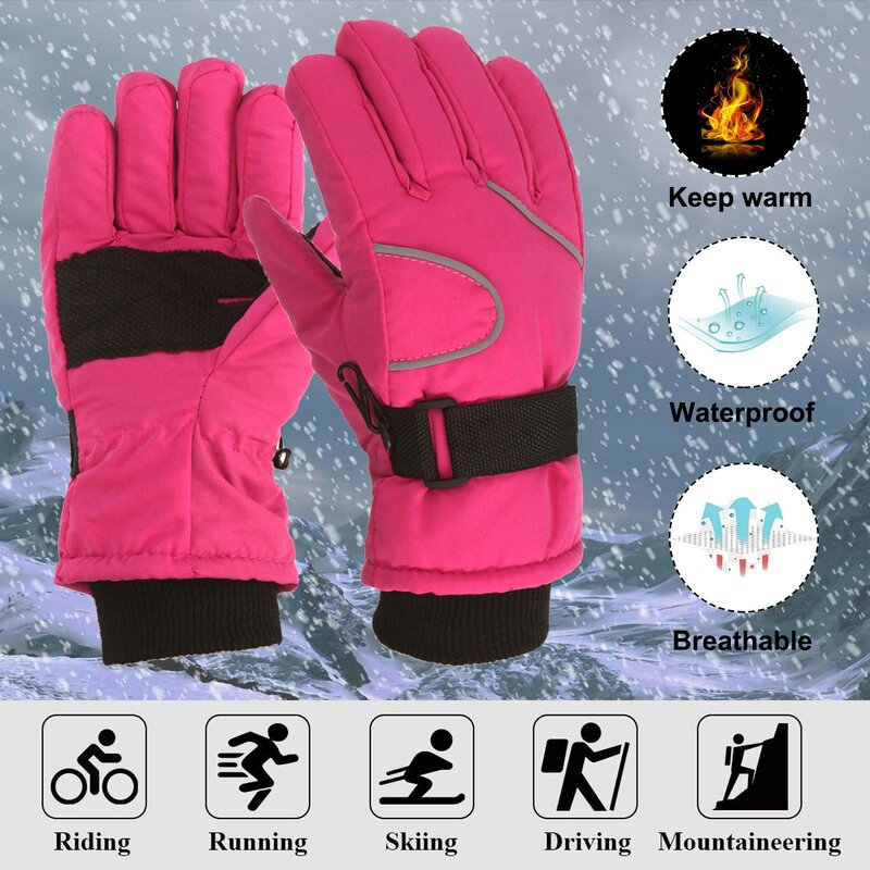 4-8Y dziecięce rękawice narciarskie zimowe rękawice na świeżym powietrzu na snowboardzie, wiatroszczelne, ciepłe dziecięce oddychające rękawice na pełny palec