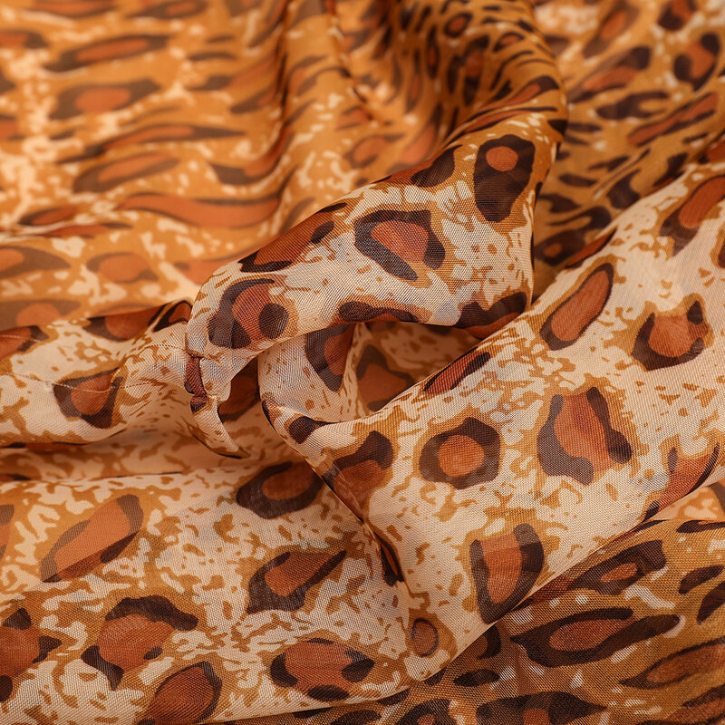 New Leopard Chiffon Scarf Primavera Outono Inverno Lenço Rose Impresso Senhoras Chiffon Longo Lenço Pequeno Lenço Mulheres