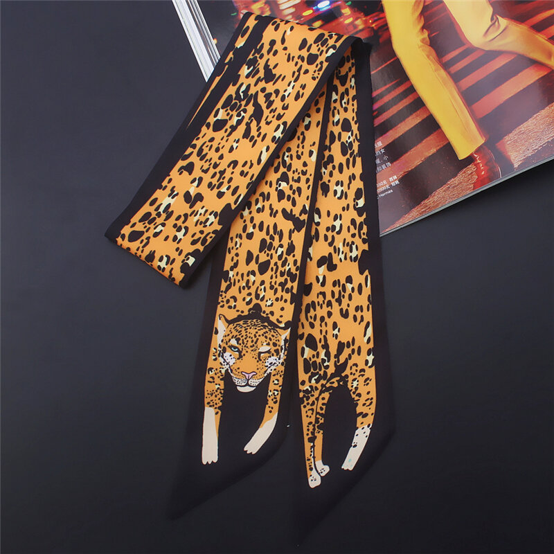2022 дизайнерский женский Шелковый узкий шарф с животным принтом Новинка женские шарфы для волос галстук сумка с лентой шарфы саржевая Шейная повязка