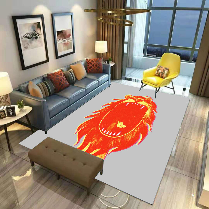 С забавным тигром Противоскользящий напольный коврик с 3D рисунком, нескользящий коврик, обеденная комната, гостиная, мягкий ковер, детский коврик 05