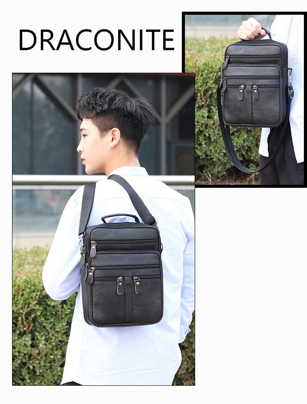 Cowhide Crossbody Bag Men's Bag Leather Casual Single Shoulder Business Men's Vertical Section Backpack