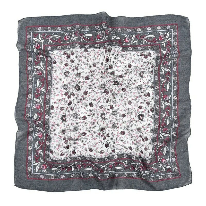 Floral print Baotou headscarf cotton and linen warm and dustproof square towel ladies sun protection scarf shawl.