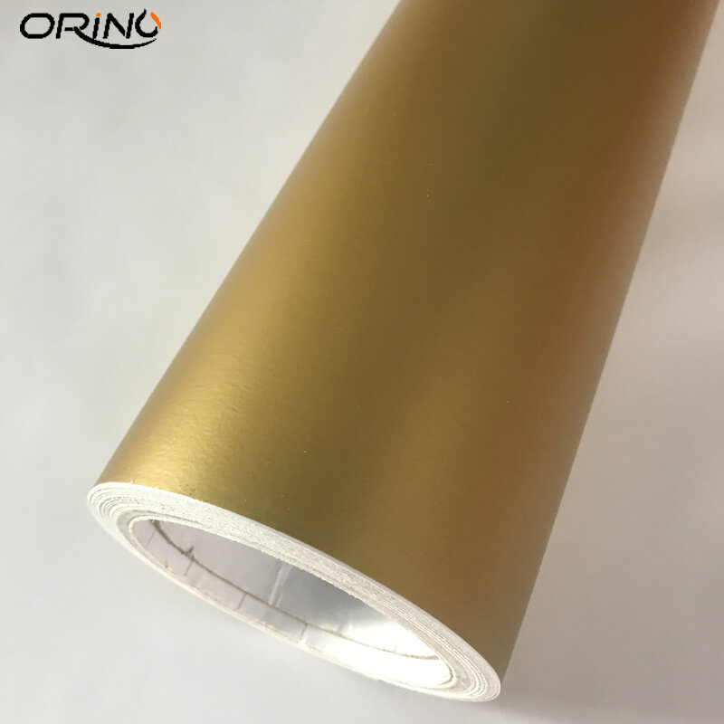 Self Adhesive PVC Gold Golden Matte Vinyl Wrap Car Sticker Decal with Air Release DIY Styling Car Wrapping Foil