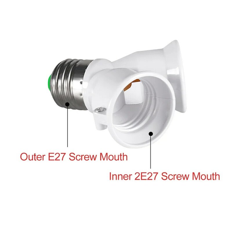 VnnZzo E27 2 E27 Splitter หลอดไฟแปลงอะแดปเตอร์ฐาน2E27 265V 2A LED Y รูปร่างซ็อกเก็ตแสงผู้ถือซ็อกเก็ต Conversion