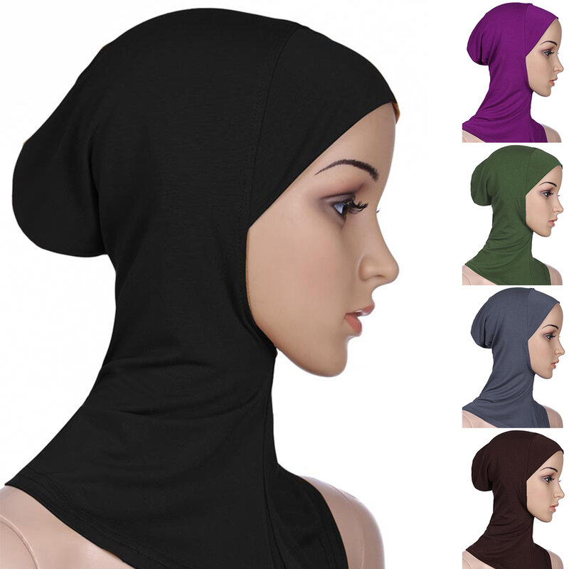 Einfarbig frauen Islamischen Unter Schal Bereit zu Tragen Muslimischen Vollen Abdeckung Inneren Hijab Caps Weichen Weiblichen Muslimischen Kopf turban Motorhaube