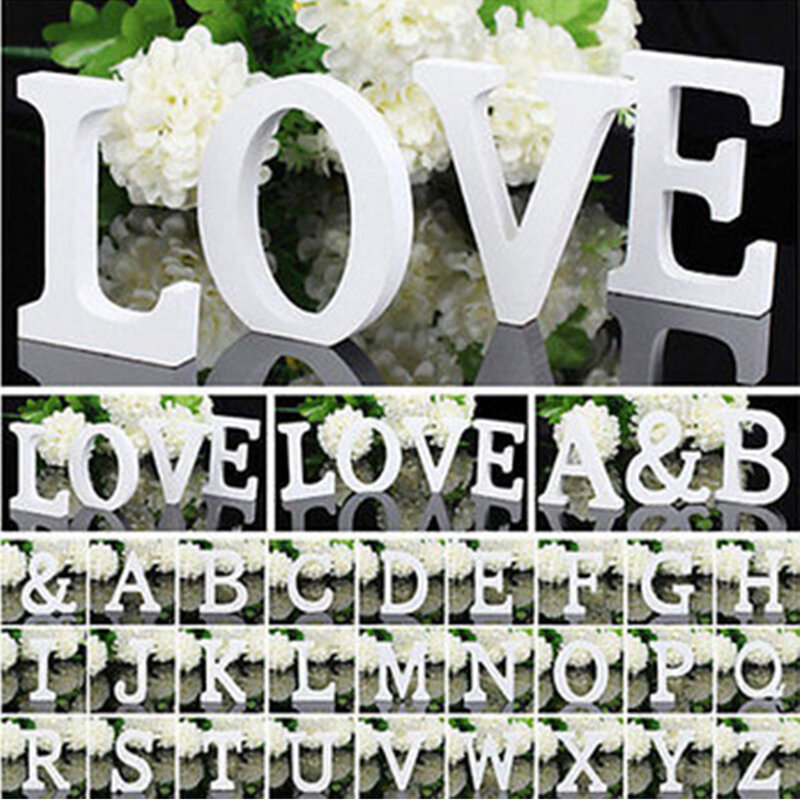 Lettera in legno bianco alfabeto nome personalizzato Design artigianato d'arte fai-da-te autoportante natale compleanno festa di nozze decorazione domestica 8cm