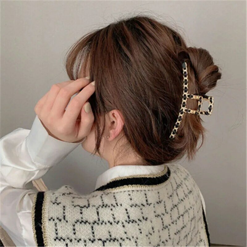 Alloy Chain Hair Claw Clip para mulheres e meninas, nó geométrico do arco, moda artesanal coreana, acessórios para cabeça, braçadeira, atacado