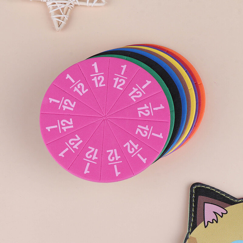 Rainbow Sponge Round Fraction Tiles Early Education Learning Counting Math Toy