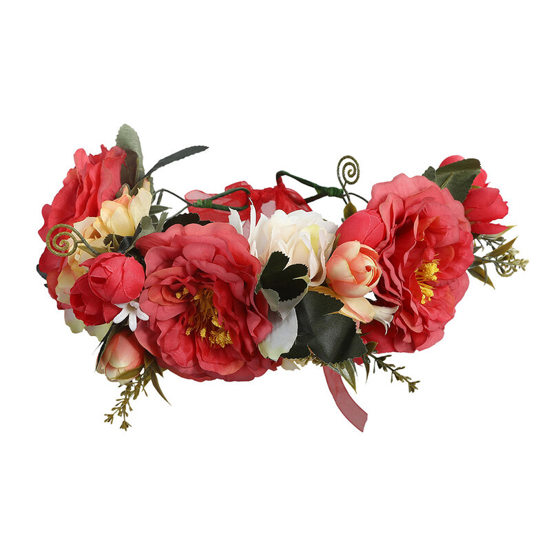Molans 2021 Bohemian Flower Crowns Beach Hawaii Floral Garland Faux Rose Bride Wedding Wreaths Flower Headband Hair Accessories