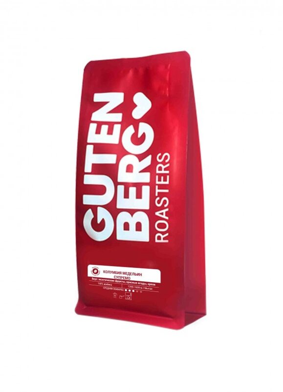 Coffee Gutenberg in зёрнах Colombia медельин супремо 250g coffee ground soluble grain aroma