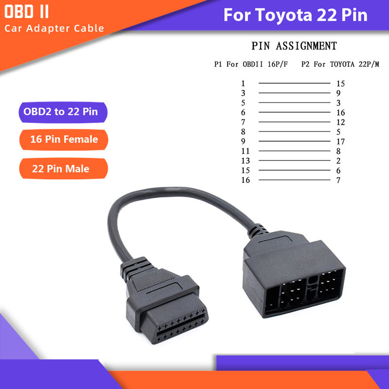 Kabel Diagnostik Adaptor Mobil OBD2 untuk Toyota 22Pin untuk Kia 20Pin untuk Mazda 17Pin untuk Opel 10Pin untuk Audi untuk Honda 5Pin