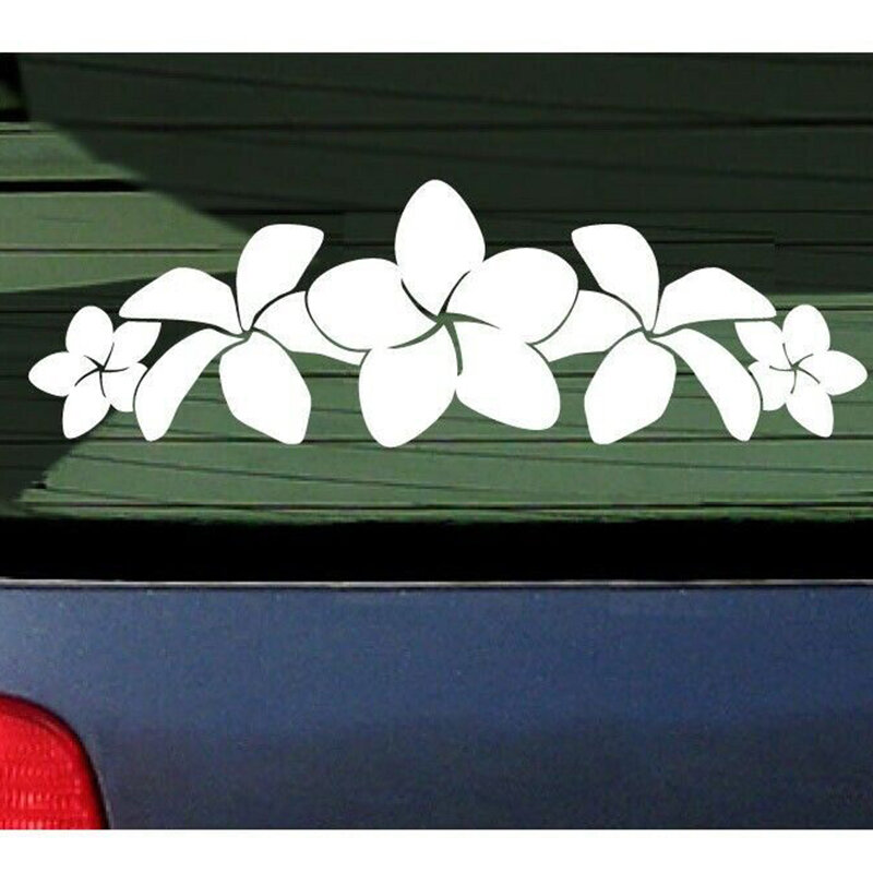 Autocollant de fenêtre fleur Plumeria en vinyle, 16x12cm, étiquette de mode, personnalité, créativité, accessoires de voiture classiques attrayants