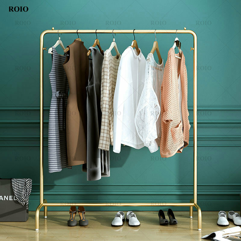 Stainless Steel Coat Rack Floor-Standing Clothes Hanger Bedroom Wardrobe Closet Blacony Drying Rack Removable Clothing Rack