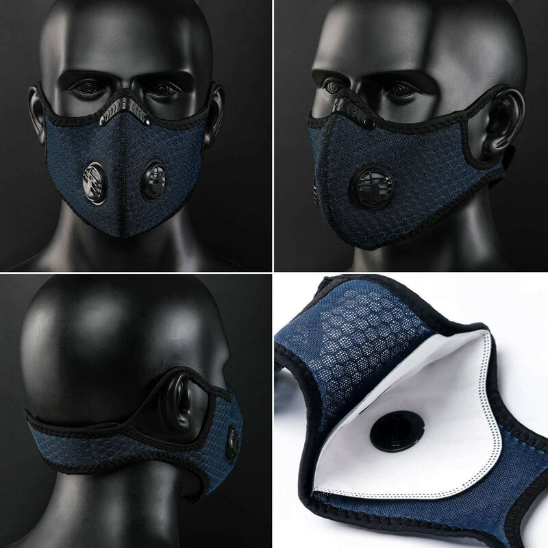 Mascarilla de entrenamiento con carbón activado para hombre y mujer, máscara para la cara de ciclista, con filtro, para bicicleta
