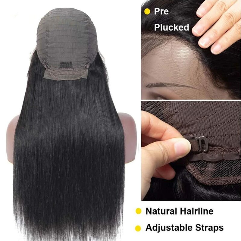 Puromi-pelucas de cabello humano con encaje Frontal para mujeres negras, pelo brasileño liso, Remy, 13x4, 30 pulgadas