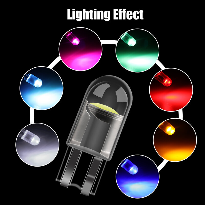 Ampoule LED T10 W5W WY5W 168 194, 10 pièces, éclairage intérieur de voiture, lampe de plaque d'immatriculation de Parking, 12V, blanc, rouge, jaune, bleu