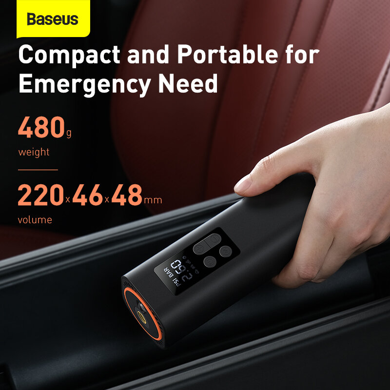 Baseus – Mini compresseur d'air Portable pour pneus de voiture, 12V, 150psi, pour vélo, bateau