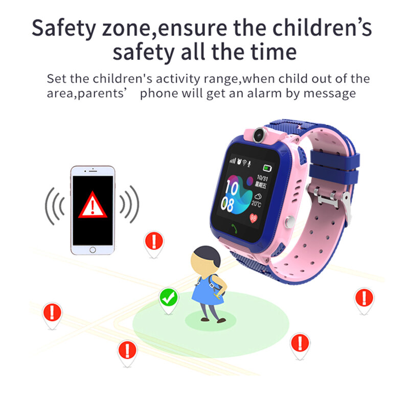 Reloj inteligente Q12 para niños y niñas, dispositivo resistente al agua LBS, con tarjeta SIM hebrea 2G, seguimiento de bebés
