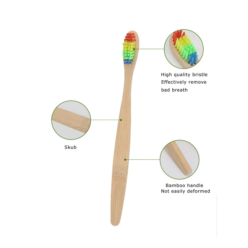 5 шт., Экологичная зубная щетка, для взрослых, с деревянной ручкой, Бамбуковая зубная щетка для взрослых