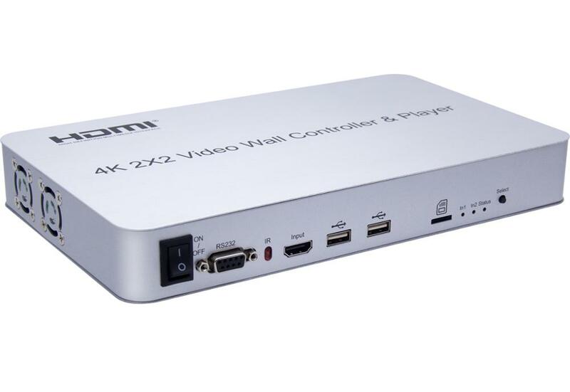 Controlador de pared y reproductor de vídeo 4K 2x2, procesador de TV HDMI, empalmador de HDTV, pantalla de empalme compatible con teclado USB, ratón U Flash Disk RS232
