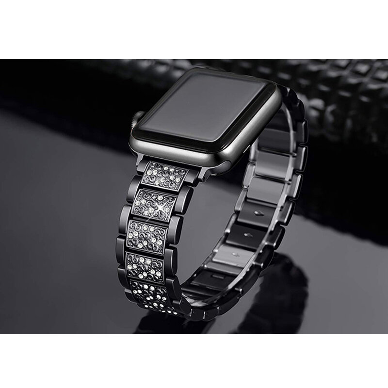 หรูหราเพชรโลหะสำหรับApple Watch Series 1/2/3/4/5 40มม.38มม.44mm 42Mm Iwatch Bandแฟชั่นสร้อยข้อมือเข็มขัดอุปกรณ์เสริม
