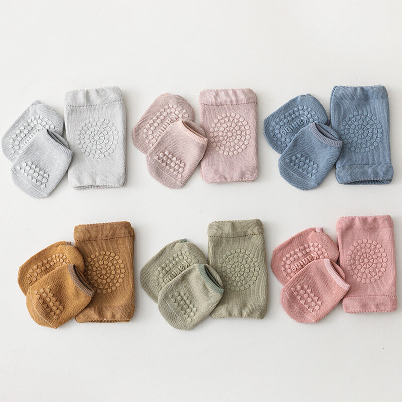 Conjunto de Calcetines antideslizantes para bebé, rodilleras de Color sólido, rodilleras de seguridad para gatear, para niños y niñas, de 0 a 3 años