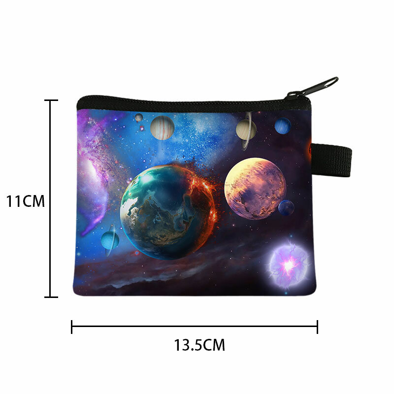 Alien Milky Way Coin Purse Boys Girls Wallets Spaceship Star Mini Purse Teenager Coin Purses Small Tote Bags