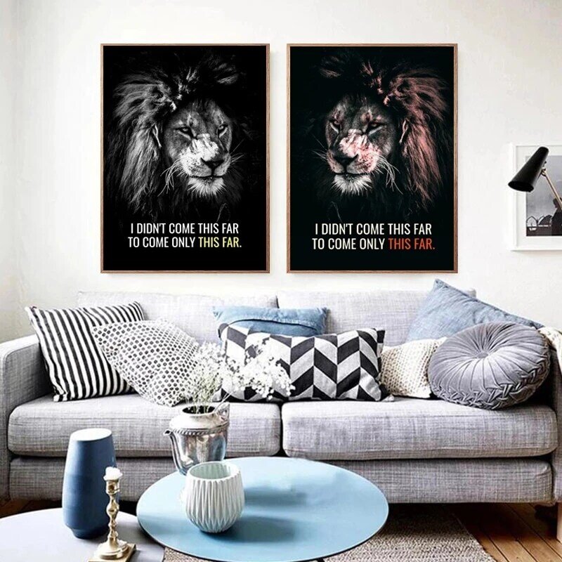Настенная картина «дикий лев», художественные постеры на холсте с мотивационными цитатами, для гостиной и дома