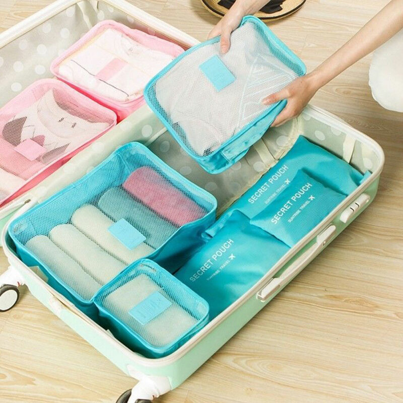 6Pcs Reizen Kleding Opslag Waterdichte Zakken Draagbare Bagage Organizer Verpakking Cube Lokale Voorraad