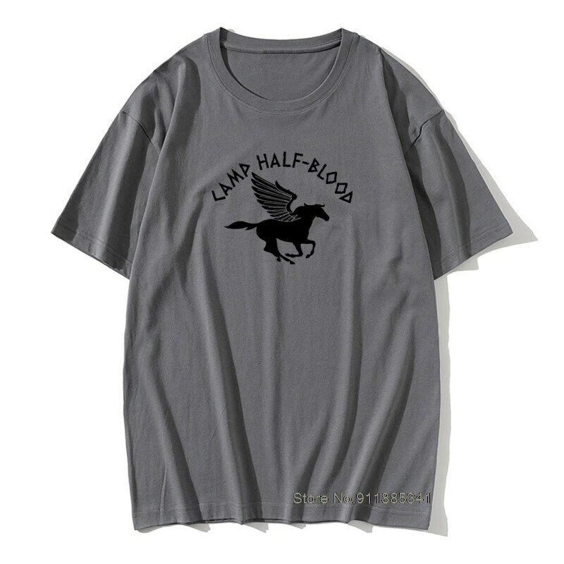 Mens Percy Jackson T Shirts Camp Half Blood T-Shirt Male Summer Tee Shirt Fun 100% Percent Cotton Print Tshirt