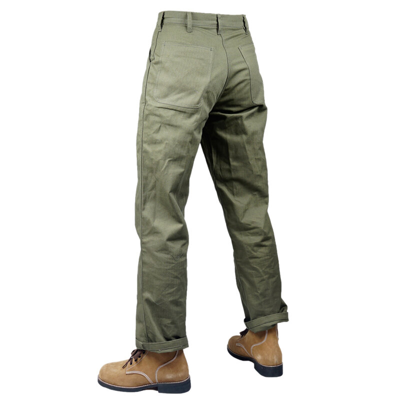 Pantalones de uniforme de algodón HBT del cuerpo de marines de la Segunda Guerra Mundial, pantalón para exteriores, Verde
