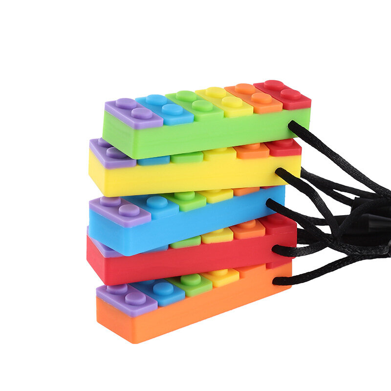 1 Buah Sensori Chew Necklace Brick Kenyal Anak Silikon Menggigit Pensil Puncak Mainan Teether, Silikon Teether untuk Anak-anak dengan Autisme