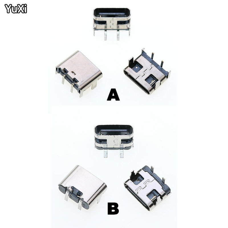 YUXI-Conector Micro USB 3,1 tipo C, conector hembra de 4 pines y 2 pines para teléfono móvil, puerto de carga, 1 unidad