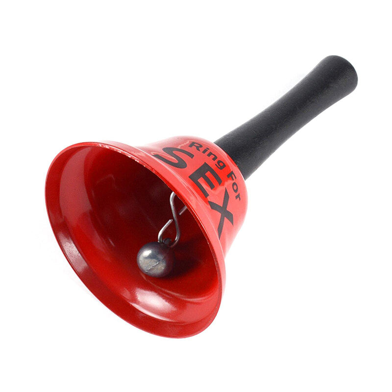 Handheld Red Funny Bell Ring Creative Manual Rattle Sex Hand Metal Bell Toy for Adult Party Bar Desktop Supplies