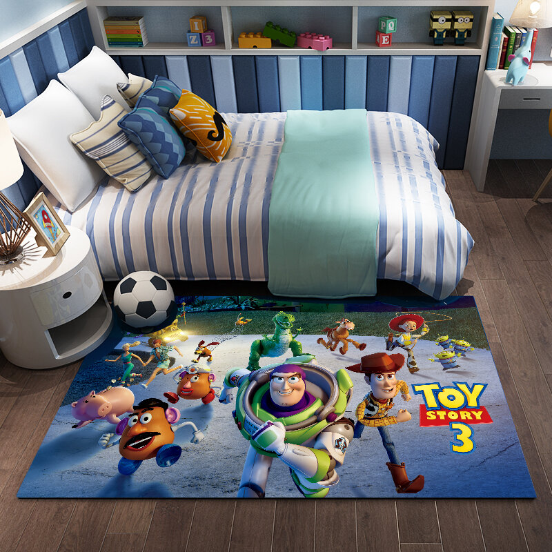漫画のトイストーリーカーペット子供プレイマットリビングルームのフロアマット寝室非スリップブランケット寝室のベッドサイドのフロアパッドドアマットギフト