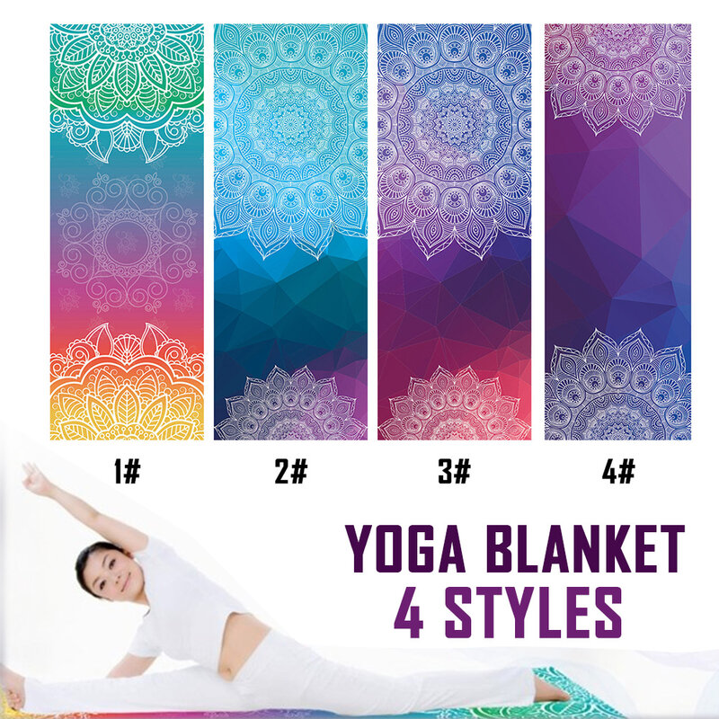 Tapete de yoga de 183*63cm., toalha absorvente de suor e antiderrapante estampada para academia, pilates e meditação.