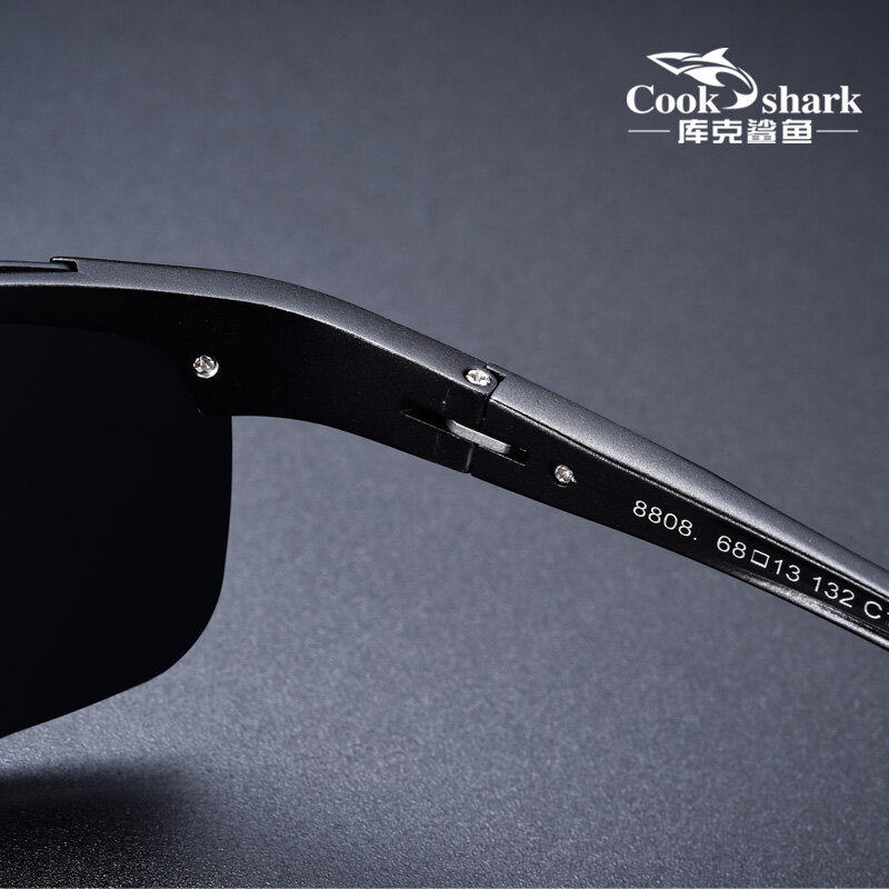 كوك القرش جديد الألومنيوم المغنيسيوم النظارات الشمسية الرجال النظارات الشمسية HD الاستقطاب القيادة السائقين اللون نظارات المد