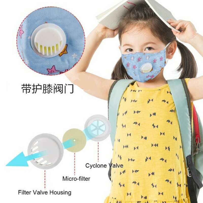 4 pièces enfants Anti Pollution PM2.5 Non-tissé visage souffle vannes filtre Anti-poussière charbon actif filtres mouchoir