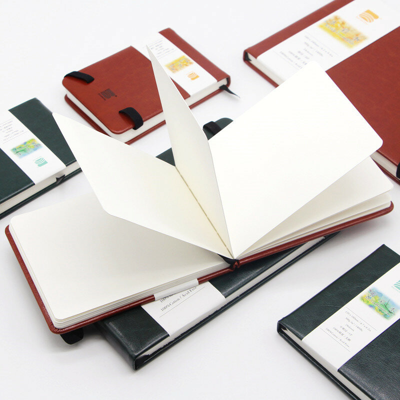 Baohong 종이 100% 코튼 PU 24 매, 섬세한 질감, 휴대용 여행 수채화 스케치북 아트 용품, 300g