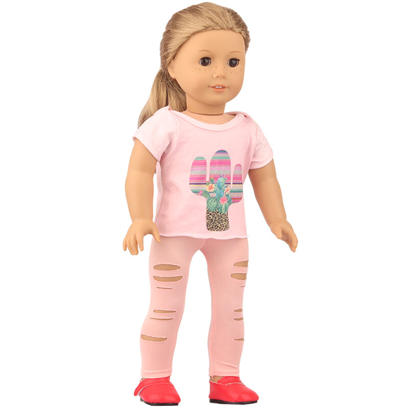 Amerikaanse 17-18 Inch Meisje Pop Kleding Set Jurk Leuke Pretty Print, animal Pyjama Rok Accessoires Voor 43Cm Nieuwe Geboren, Og Pop