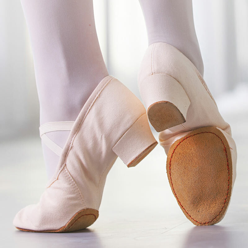 Sepatu Dansa Wanita Sepatu Balet Jazz Salsa Hak Rendah Sol Lembut Sandal Menari Anak-anak Merah Muda Hitam Merah Sneakers Latin Anak-anak