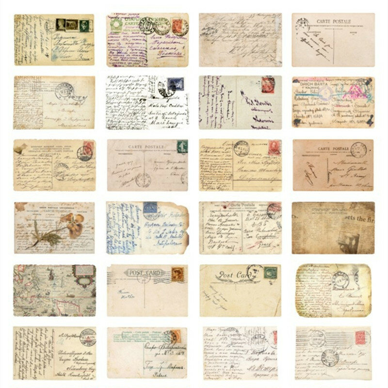 30pcs/box Memories of Restoring Postcards Handwritten English Vintage Style Hand Account Material Gift Memo Greeting Postcards